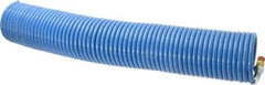 Coilhose Pneumatics - 1/4" ID, 1/4 Thread, 50' Long, Blue Nylon Coiled & Self Storing Hose - 220 Max psi, Male Swivel x Male Swivel - Apex Tool & Supply