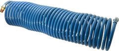 Coilhose Pneumatics - 3/8" ID, 3/8 Thread, 50' Long, Blue Nylon Coiled & Self Storing Hose - 230 Max psi, Male Swivel x Male Swivel - Apex Tool & Supply