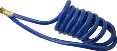 Coilhose Pneumatics - 3/8" ID, 3/8 Thread, 10' Long, Blue Polyurethane Coiled & Self Storing Hose - 115 Max psi, Male Swivel x Male Swivel - Apex Tool & Supply