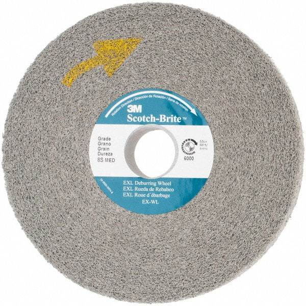 3M - 6" Diam, 1" Face Width, 1" Center Hole, Medium Grade, Silicon Carbide Deburring Wheel - Convolute, Hard Density 8 Grade, 6,000 RPM - Apex Tool & Supply