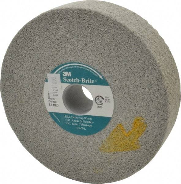 3M - 6" Diam, 1-1/2" Face Width, 1" Center Hole, Medium Grade, Aluminum Oxide Deburring Wheel - Convolute, Hard Density 8 Grade, 6,000 RPM - Apex Tool & Supply