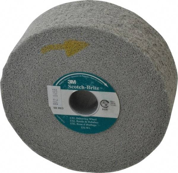 3M - 6" Diam, 2" Face Width, 1" Center Hole, Medium Grade, Aluminum Oxide Deburring Wheel - Convolute, Hard Density 8 Grade, 6,000 RPM - Apex Tool & Supply