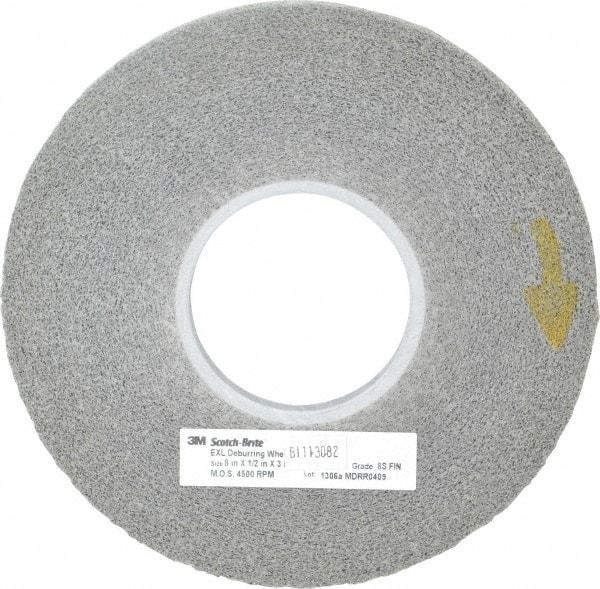 3M - 8" Diam, 1/2" Face Width, 3" Center Hole, Fine Grade, Silicon Carbide Deburring Wheel - Convolute, Hard Density 8 Grade, 4,500 RPM - Apex Tool & Supply