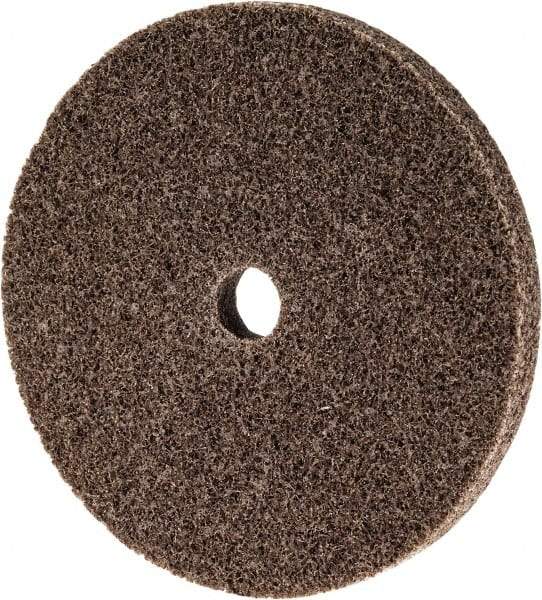 3M - 3" Diam, 1/4" Face Width, 3/8" Center Hole, Medium Grade, Aluminum Oxide Deburring Wheel - Unitized, Hard Density 8 Grade, 18,100 RPM - Apex Tool & Supply