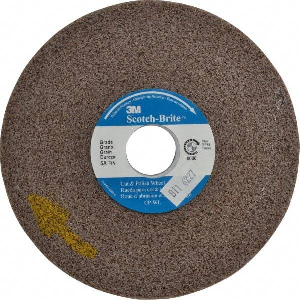3M - 6" Diam, 1/2" Face Width, 1" Center Hole, Fine Grade, Aluminum Oxide Deburring Wheel - Convolute, Medium Density 5 Grade, 6,000 RPM - Apex Tool & Supply