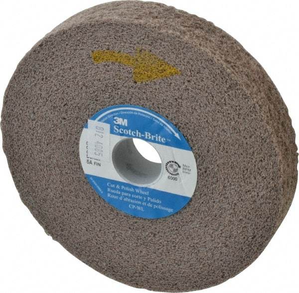 3M - 6" Diam, 1" Face Width, 1" Center Hole, Fine Grade, Aluminum Oxide Deburring Wheel - Convolute, Medium Density 5 Grade, 6,000 RPM - Apex Tool & Supply
