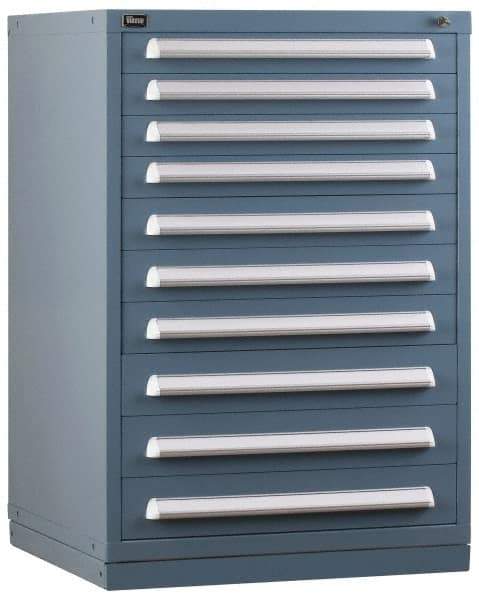 Vidmar - 9 Drawer, Preconfigured Modular Storage Cabinet - Steel, 30" Wide x 27-3/4" Deep x 44" High, Light Blue - Apex Tool & Supply