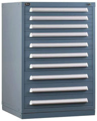 Vidmar - 9 Drawer, Preconfigured Modular Storage Cabinet - Steel, 30" Wide x 27-3/4" Deep x 44" High, Light Blue - Apex Tool & Supply