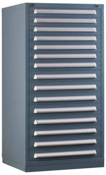 Vidmar - 13 Drawer, Preconfigured Modular Storage Cabinet - Steel, 30" Wide x 27-3/4" Deep x 59" High, Light Blue - Apex Tool & Supply