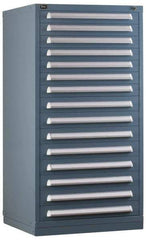 Vidmar - 13 Drawer, Preconfigured Modular Storage Cabinet - Steel, 30" Wide x 27-3/4" Deep x 59" High, Light Blue - Apex Tool & Supply