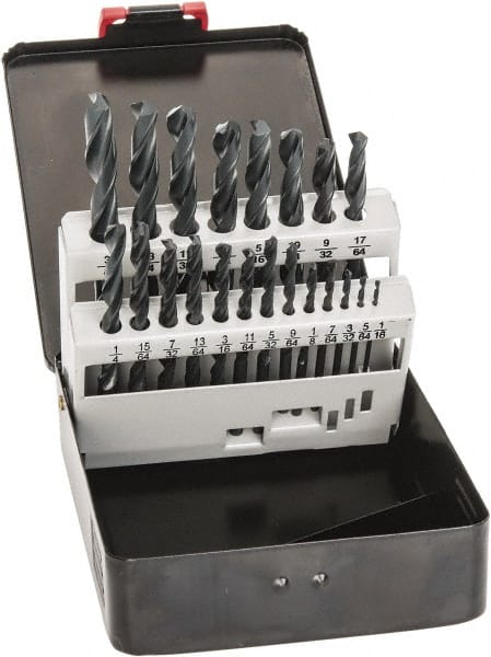 Interstate - 1/16 to 3/8", 118° Point, Oxide Finish, High Speed Steel Jobber Length Drill Bit Set - Apex Tool & Supply