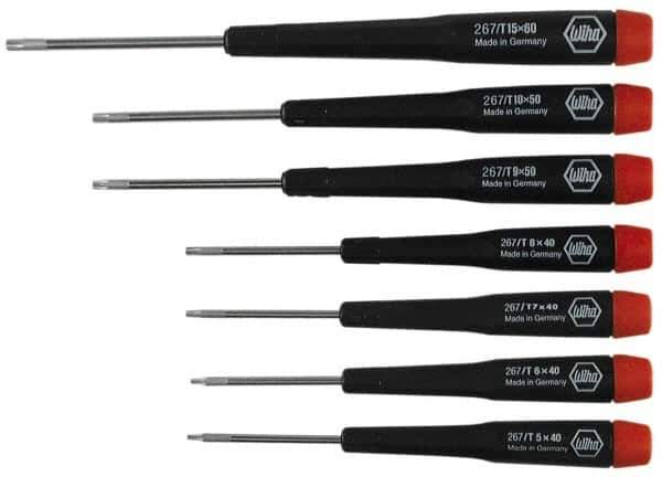 Wiha - 7 Piece T5 to T15 Micro Handle Torx Driver Set - T5, T6, T7, T8, T9, T10, T15 - Apex Tool & Supply