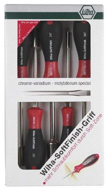 Wiha - 5 Piece 5 to 11mm Nutdriver Set - Solid Shaft, Ergonomic Handle - Apex Tool & Supply