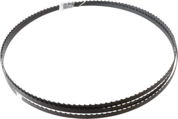 Disston - 4 TPI, 7' 9-1/2" Long x 3/8" Wide x 0.025" Thick, Welded Band Saw Blade - Carbon Steel, Toothed Edge, Raker Tooth Set, Hard Back, Contour Cutting - Apex Tool & Supply