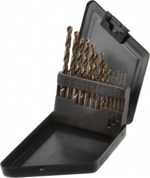 Interstate - 1/16 to 1/4", 135° Point, Bright Finish, Cobalt Jobber Length Drill Bit Set - Apex Tool & Supply