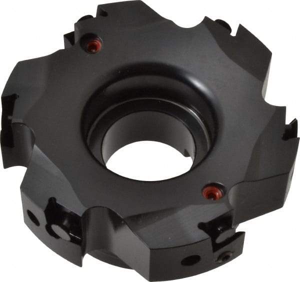 Kennametal - 6 Inserts, 4" Cut Diam, 1-1/4" Arbor Diam, 0.394" Max Depth of Cut, Indexable Square-Shoulder Face Mill - 0/90° Lead Angle, 1-3/4" High, BGHX 15L5... Insert Compatibility, Through Coolant, Series Fix-Perfect - Apex Tool & Supply