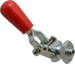 De-Sta-Co - 200 Lb Load Capacity, Mounting Plate Base, Carbon Steel, Standard Straight Line Action Clamp - 0.39" Plunger Diam, Straight Handle - Apex Tool & Supply