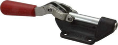 De-Sta-Co - 600 Lb Load Capacity, Flanged Base, Carbon Steel, Standard Straight Line Action Clamp - 4 Mounting Holes, 0.27" Mounting Hole Diam, 0.47" Plunger Diam, Straight Handle - Apex Tool & Supply