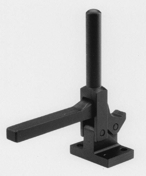 De-Sta-Co - 1,600 Lb Holding Capacity, Vertical Handle, Manual Hold Down Toggle Clamp - 80° Handle Movement, 80° Bar Opening, Solid Bar, Flanged Base, Electro-Plated Zinc, Carbon Steel - Apex Tool & Supply