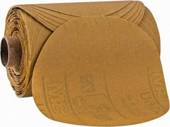 3M - 5" Diam, 360 Grit Aluminum Oxide Adhesive PSA Disc - Extra Fine Grade, Gold, A Weighted Backing, Flexible, Use with Random Orbital Sanders - Apex Tool & Supply