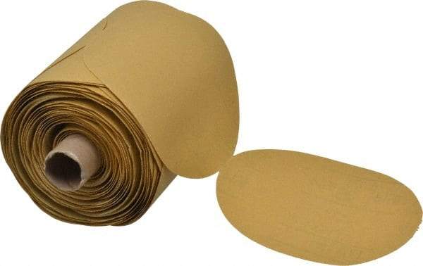 3M - 5" Diam, 150 Grit FEPA, Aluminum Oxide Adhesive PSA Disc - Very Fine Grade, Gold, A Weighted Backing, Flexible, Use with Random Orbital Sanders - Apex Tool & Supply