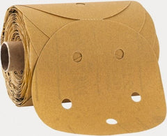 3M - 5" Diam, 240 Grit FEPA, Aluminum Oxide Adhesive PSA Disc - Very Fine Grade, Gold, A Weighted Backing, Flexible, Use with Random Orbital Sanders - Apex Tool & Supply