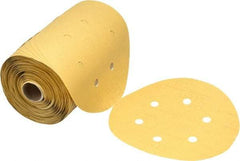3M - 6" Diam, 220 Grit FEPA, Aluminum Oxide Adhesive PSA Disc - Very Fine Grade, Gold, A Weighted Backing, Flexible, Use with Random Orbital Sanders - Apex Tool & Supply