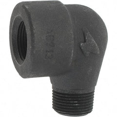 Made in USA - Size 3/4", Class 3,000, Forged Carbon Steel Black Pipe 90° Street Elbow - 3,000 psi, Threaded End Connection - Apex Tool & Supply
