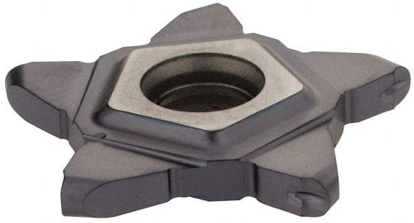 Iscar - PENTA24N239 IC908 Grade, 0.0941" Cutting Width, Carbide Cutoff Insert - Neutral Lead Angle, 0.0469" Cnr Rad, TiAlN Coated - Apex Tool & Supply