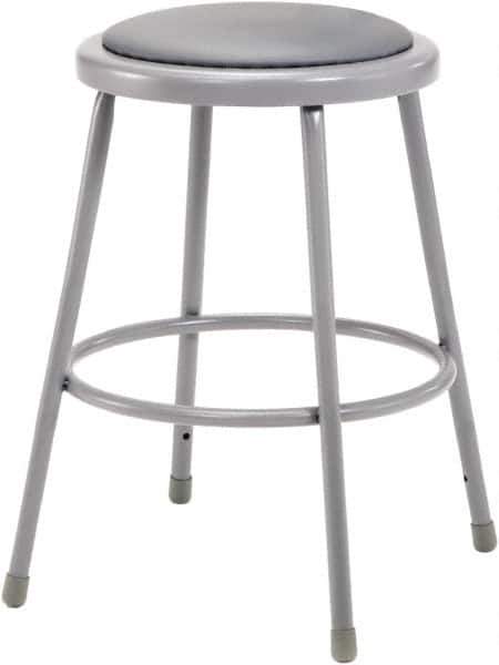 NPS - 24 Inch High, Stationary Fixed Height Stool - 15 Inch Deep x 15 Inch Wide, Vinyl Seat, Grey - Apex Tool & Supply