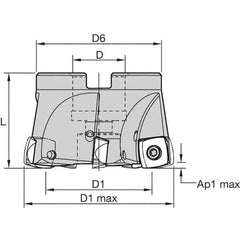Kennametal - 6 Inserts, 2" Cutter Diam, 2.5mm Max Depth of Cut, Indexable High-Feed Face Mill - 3/4" Arbor Hole Diam, 40mm High, 7792VXD12 Toolholder, XD..120508 Inserts, Series 7792VX - Apex Tool & Supply