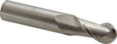 Accupro - 16mm Diam, 32mm LOC, 2 Flute Solid Carbide Ball End Mill - Uncoated, Single End, 89mm OAL, 16mm Shank Diam, Spiral Flute - Apex Tool & Supply
