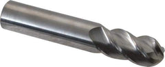 Accupro - 16mm Diam, 32mm LOC, 4 Flute Solid Carbide Ball End Mill - Uncoated, Single End, 89mm OAL, 16mm Shank Diam, Spiral Flute - Apex Tool & Supply