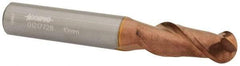 Accupro - 10mm Diam, 25mm LOC, 2 Flute Solid Carbide Ball End Mill - TiCN Finish, Single End, 70mm OAL, 10mm Shank Diam, Spiral Flute - Apex Tool & Supply