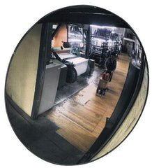 PRO-SAFE - Indoor & Outdoor Round Convex Safety, Traffic & Inspection Mirrors - Polycarbonate Lens, Laminated Hardboard Backing, 15" Diam, 15' Max Covered Distance - Apex Tool & Supply