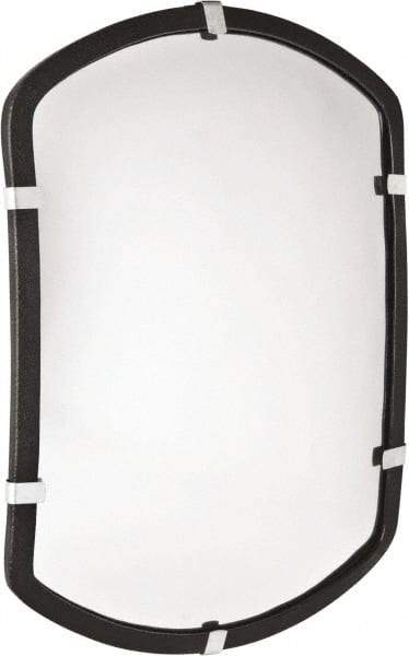 PRO-SAFE - Indoor Rectangular Convex Safety, Traffic & Inspection Mirrors - Acrylic Lens, Laminated Hardboard Backing, 12" High, 16' Max Covered Distance - Apex Tool & Supply