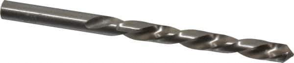 Made in USA - 19/64" 118° High Speed Steel Jobber Drill - Bright Finish, Left Hand Cut, Spiral Flute, Straight Shank, 4-3/8" OAL, Standard Point - Apex Tool & Supply