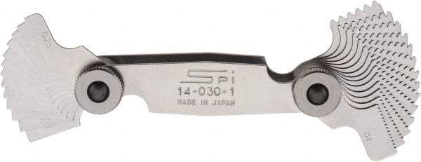 SPI - 28 Leaf, 1/4 to 2.5mm Pitch Range, Steel Screw Pitch Gage - 60° Thread Angle - Apex Tool & Supply