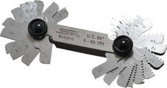 SPI - 30 Leaf, 6 to 60 TPI Range, Steel Screw Pitch Gage - 60° Thread Angle - Apex Tool & Supply