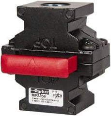 Parker - 1/2" NPT Safety Lockout Valve - 3-Way, 3 Position, Slide Valve, 15.7 CV Rate, 250 Max psi & 175°F Max Temp - Apex Tool & Supply