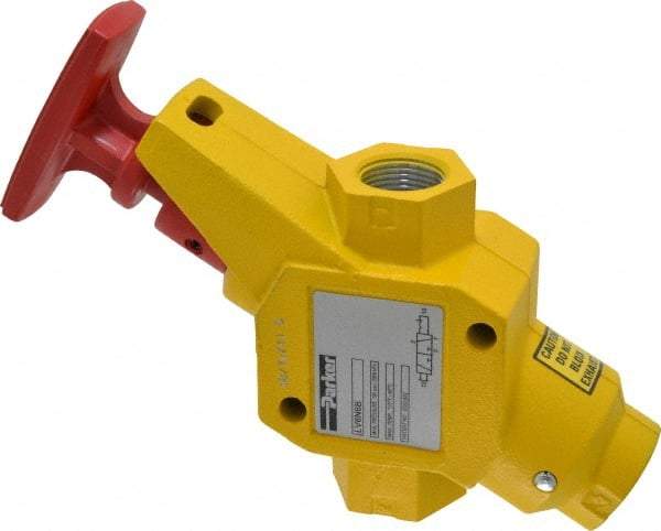 Parker - 3/4" NPT Safety Lockout Valve - 3-Way, 2 Position, Handle, 9.5 CV Rate, 250 Max psi & 160°F Max Temp - Apex Tool & Supply