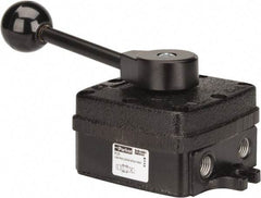 Parker - 1/4" NPT Mechanically Operated Air Valve - 4-Way, 3 Position, Hand Throttle-Manual Return, 2.5 CV Rate, 150 Max psi & 160°F Max Temp - Apex Tool & Supply