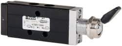 Parker - 1/8" NPT Mechanically Operated Air Valve - 4-Way, 2 Position, Toggle, 0.2 CV Rate, 150 Max psi & 175°F Max Temp - Apex Tool & Supply