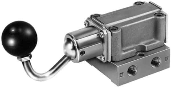 Parker - 3/8" NPT Mechanically Operated Air Valve - 4-Way, 3 Position, Hand Toggle-Locking, 1.5 CV Rate, 150 Max psi & 160°F Max Temp - Apex Tool & Supply