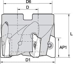 Kennametal - 10 Inserts, 4" Cut Diam, 1-1/2" Arbor Diam, 14.22mm Max Depth of Cut, Indexable Square-Shoulder Face Mill - 0/90° Lead Angle, 2" High, EC14.., EP14.. Insert Compatibility, Through Coolant, Series Mill 1-14 - Apex Tool & Supply