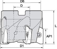 Kennametal - 10 Inserts, 4" Cut Diam, 1-1/2" Arbor Diam, 14.22mm Max Depth of Cut, Indexable Square-Shoulder Face Mill - 0/90° Lead Angle, 2" High, EC14.., EP14.. Insert Compatibility, Through Coolant, Series Mill 1-14 - Apex Tool & Supply