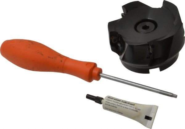 Kennametal - 5 Inserts, 3" Cut Diam, 1" Arbor Diam, 18.03mm Max Depth of Cut, Indexable Square-Shoulder Face Mill - 0/90° Lead Angle, 1-3/4" High, EC18.., EP18.. Insert Compatibility, Through Coolant, Series Mill 1-18 - Apex Tool & Supply
