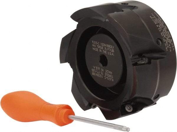 Kennametal - 6 Inserts, 4" Cut Diam, 1-1/2" Arbor Diam, 18.03mm Max Depth of Cut, Indexable Square-Shoulder Face Mill - 0/90° Lead Angle, 2" High, EC18.., EP18.. Insert Compatibility, Through Coolant, Series Mill 1-18 - Apex Tool & Supply