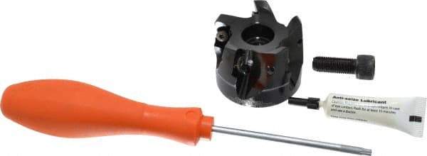 Kennametal - 5 Inserts, 2" Cut Diam, 3/4" Arbor Diam, 18.03mm Max Depth of Cut, Indexable Square-Shoulder Face Mill - 0/90° Lead Angle, 40.01mm High, EC18.., EP18.. Insert Compatibility, Through Coolant, Series Mill 1-18 - Apex Tool & Supply