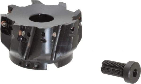 Kennametal - 8 Inserts, 3" Cut Diam, 1" Arbor Diam, 14.22mm Max Depth of Cut, Indexable Square-Shoulder Face Mill - 0/90° Lead Angle, 1-3/4" High, EC14.., EP14.. Insert Compatibility, Through Coolant, Series Mill 1-14 - Apex Tool & Supply